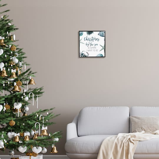 Stupell Industries Christmas By The Sea Nautical Black Framed Giclee Art